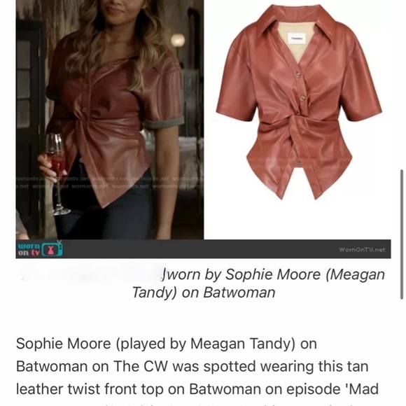 House of Harlow brown faux Leather twisted front shirt - Picture 11 of 11